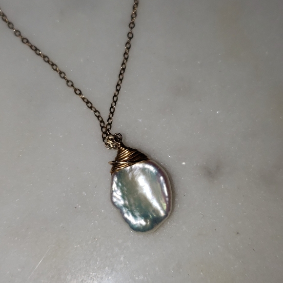 Natural pearl necklace with 20" chain - Picture 7 of 8